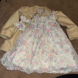 Cupcakes and cashmere Floral Bow and Dress Set| size:4T| Pre-loved | 3 pieces